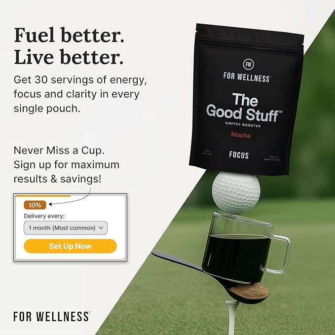 For Wellness The Good Stuff Focus – Mocha Coffee Booster | Nootropic Collagen Creamer with MCTs for Focus, Energy & Wellness | Non-Dairy, Keto-Friendly, 30 Servings