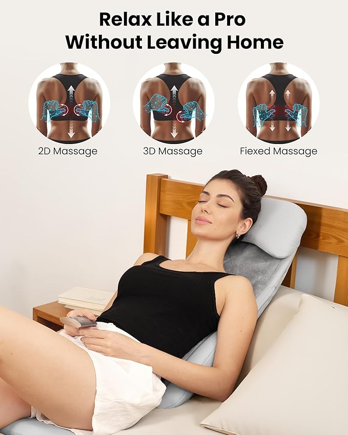 COMFIER Shiatsu Back Massager with Heat, Deep Tissue Kneading Chair Massager with Vibration, 2D/3D Shiatu Massage Seat Cushion, Full Back Massage Chair Pad, Gifts for Him Her