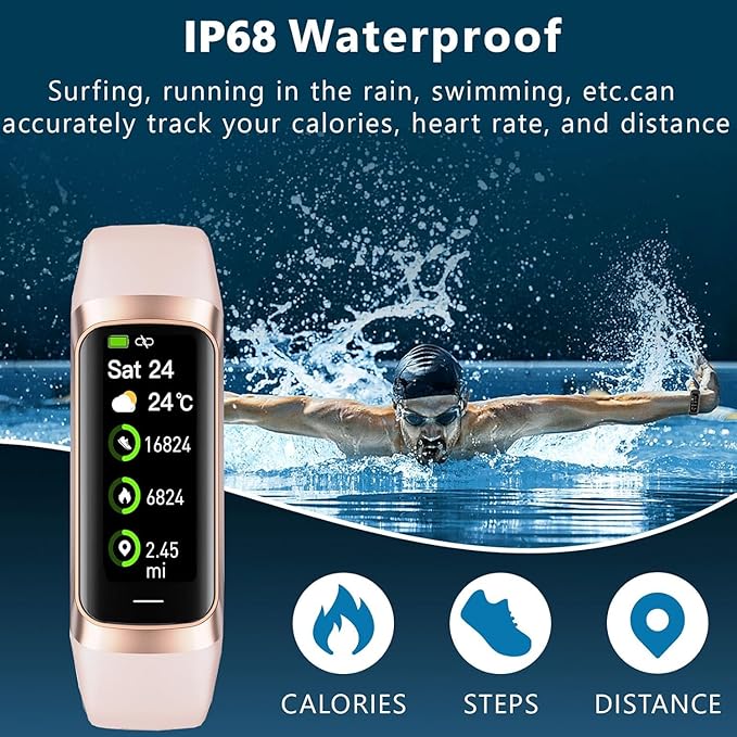Fitness Tracker with 24/7 Heart Rate Blood Oxygen Sleep Monitor,Activity Tracker with 1.1" AMOLED Touch Color Screen, Multiple Sport Modes Step Counter,IP68 Waterproof for Women Men