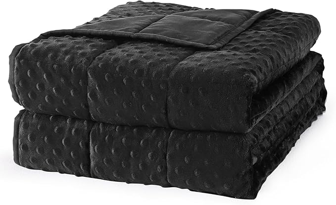 Mr. Sandman Weighted Blanket for Adults, Heavy Blanket for Woman,Man Sleeping/Calm, Soft and Cozy Weighted Throw Blankets, Machine Washable, 48 x 72in, 15 lbs, Black