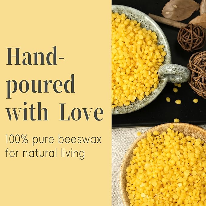 2x5 Inch Beeswax Candles, Natural Beeswax Pillar Candle with 52 Hours Burn Time, Organic Emergency Candle Long Burning for Home Decor, Gift Sending, Smokeless & Dripless