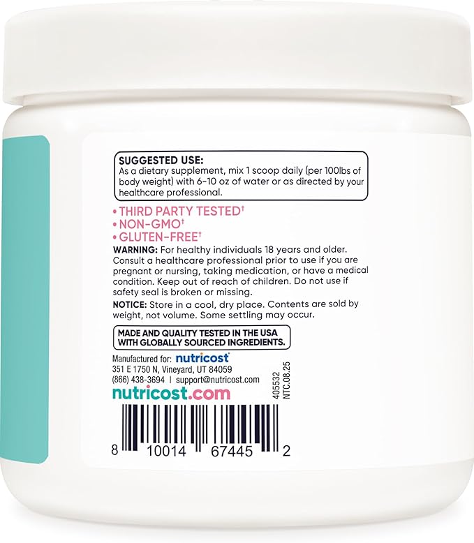 Nutricost Creatine Monohydrate Powder for Women, Micronized, Unflavored, 50 Servings - Vegetarian, Non-GMO, Gluten Free