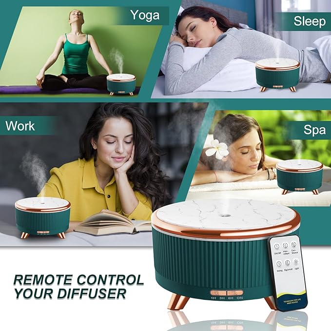 Diffusers for Essential Oils Large Room, 500ml Aromatherapy Diffuser Cool Mist Humidifier with Remote Control,7 Colors Lights & 3 Mist Mode Waterless Auto Off for Women Spa Decor Office Home
