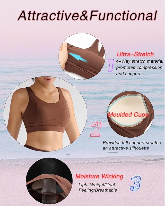 RUNNING GIRL High Impact Sports Bras for Women,Racerback Running Bra Workout Crop Tank Tops Longline Sports Bra Push up