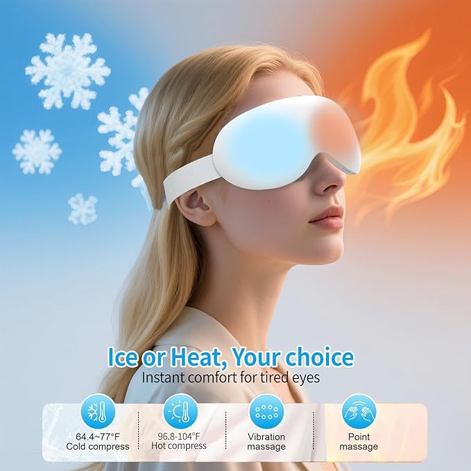 Eye Massager, Birthday Gift, Heating and Cooling Eye Massager, mom and dad Eye mask Massager, Reduce Stye, Relax, Relieve Stress