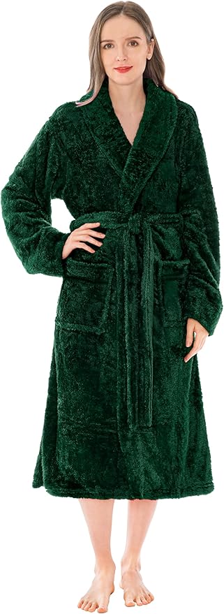 PAVILIA Premium Womens Plush Soft Robe Fluffy, Warm, Fleece Sherpa Shaggy Bathrobe