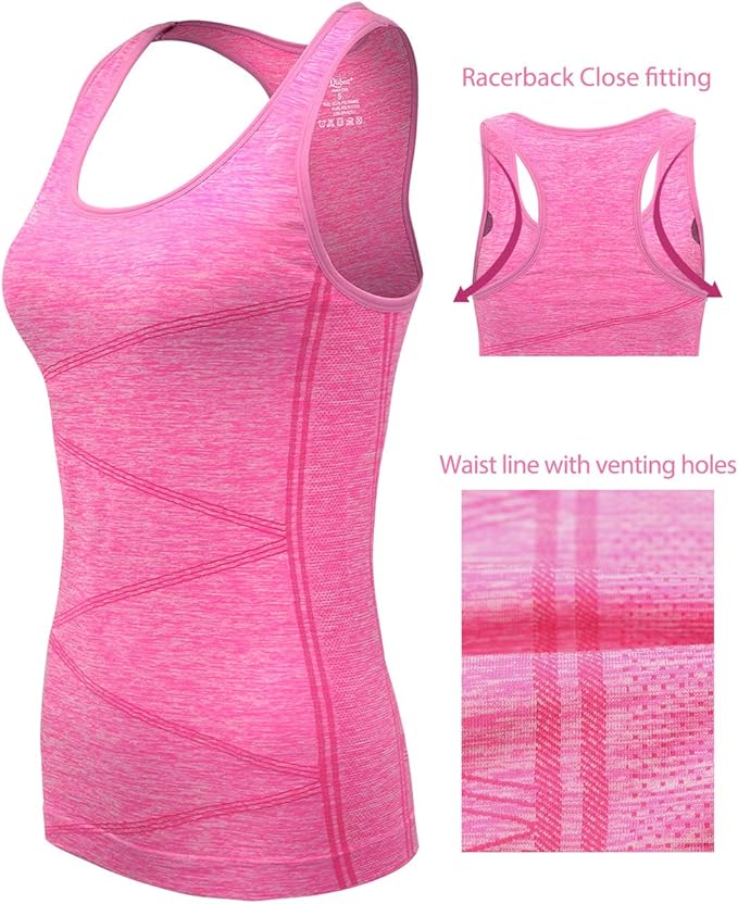 Disbest Yoga Tank Top, Women's Performance Stretchy Quick Dry Sports Workout Running Top Vest with Removable Pads