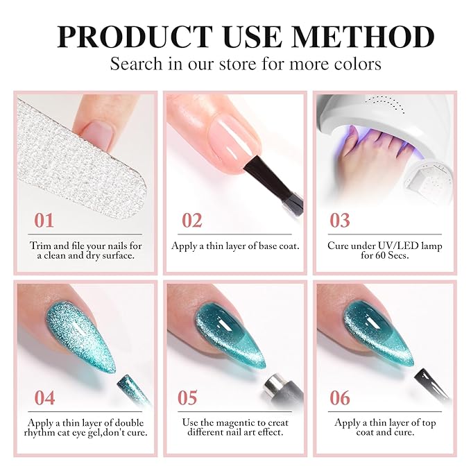 Double Rhythm 0.5 OZ Cat Eye Gel Polish with Magnet 15ML Holographic Glitter Shimmer Translucent Jelly Color Magnetic Gel Polish Salon DIY at Home (Pitaya Purple-MC1288)