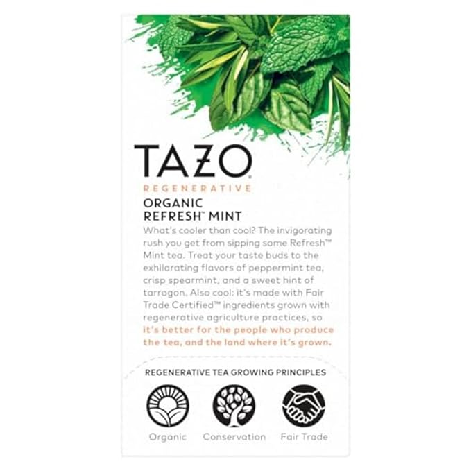 TAZO Refresh Mint Herbal Tea Bags, Caffeine Free, 96 Total Tea Bags (16ct - Pack of 6)