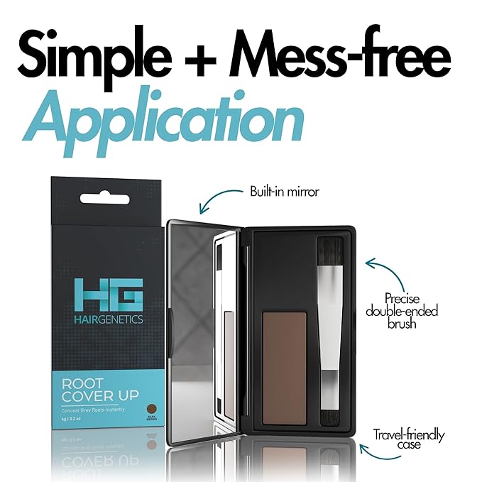Hair Genetics Root Touch Up Hair Color Root Cover Up with Double-Ended Brush for Hair Color for Gray Hair Coverage - Portable Hair Powder Solution for Quick Gray Coverage (Dark Blonde, 6g)