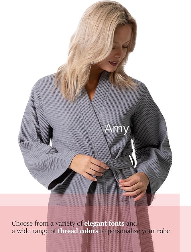 Waffle Knit Lightweight Kimono Spa & Bath Robes for Women - Quick Dry - Soft