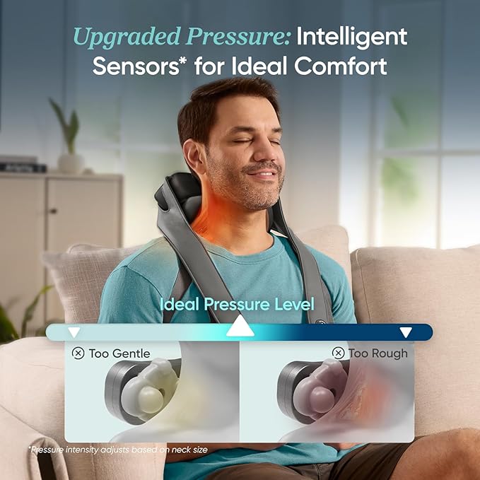 Etekcity Cordless Neck Massager for Pain Relief Deep Tissue, Shiatsu Shoulder Massager with Heat, Massage Tools for Back, Trapezius, Lymphatic Drainage, Relaxation Gift for Him & Her, Women, Men,Cadeo