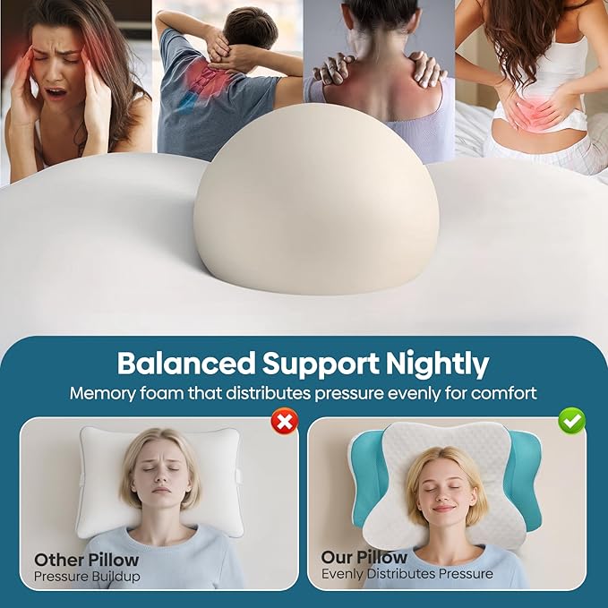 Cervical Pillow for Neck & Shoulder Pain Relief Sleeping - Ergonomic Contour Pillows - Memory Foam Pillow for Side, Back & Stomach Sleepers