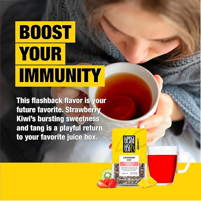 Tiesta Tea - Strawberry Kiwi Herbal Tea, Loose Leaf, Strawberry Hibiscus Kiwi Fruit Tea, Premium Caffeine-Free Herbal Blend, Make Hot or Iced & Up to 25 Cups, 2.5 oz Resealable Pouch