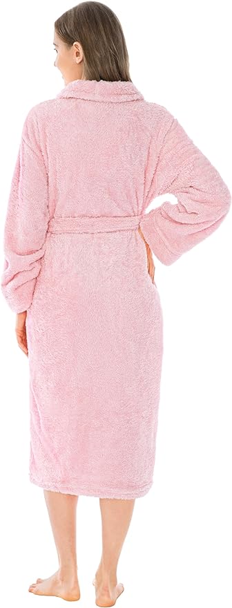 PAVILIA Premium Womens Plush Soft Robe Fluffy, Warm, Fleece Sherpa Shaggy Bathrobe