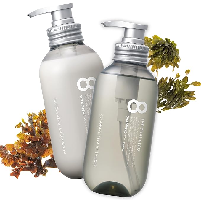 8 THE THALASSO Natural Shampoo & Conditioner Set for Women, Detangling & Itchy Scalp Shampoo for Men by Tea Tree, Peppermint, Ceramide & Collagen in Japan, Sulfate Free 32.16 Fl Oz OILY HAIR