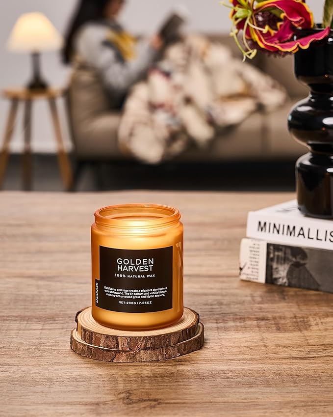 M&SENSE Fall Harvest Highly Scented Candle, All Natural Soy Wax 2 Cotton Wick 7.05oz 50 Hours Slow Burning Candle Gifts for Birthday Holiday, Decorative for Home