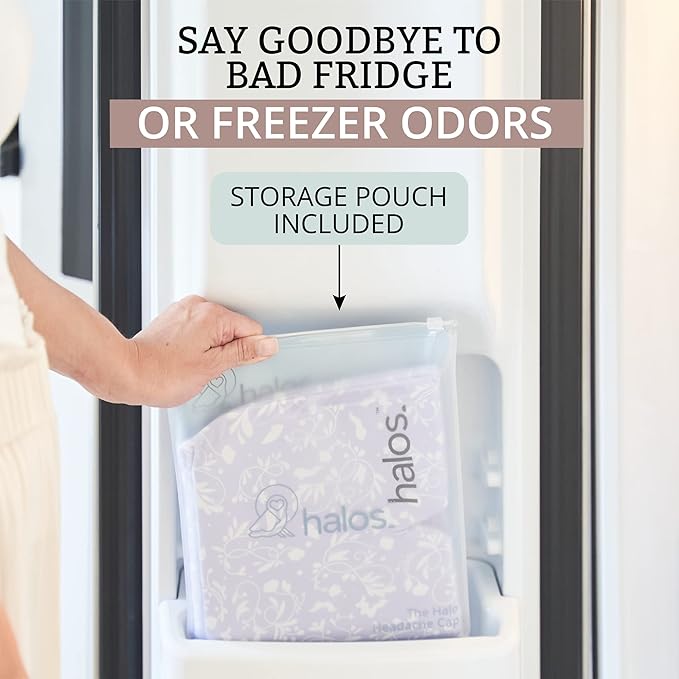 MyHalos® Migraine Relief Cap, 30% Thicker, 2X More Cooling Gel, Stays Colder for Longer, Form Fitting Ice Hat, Ice Pack Head Wrap Relief, Tension Headache Relief Cap (Violet)
