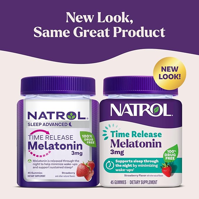 Natrol Time Release Melatonin Gummies, Sleep Support for Adults, 3 mg Melatonin Supplements for Sleep Support, 45 Strawberry-Flavored Gummies, Up to a 45 Day Supply