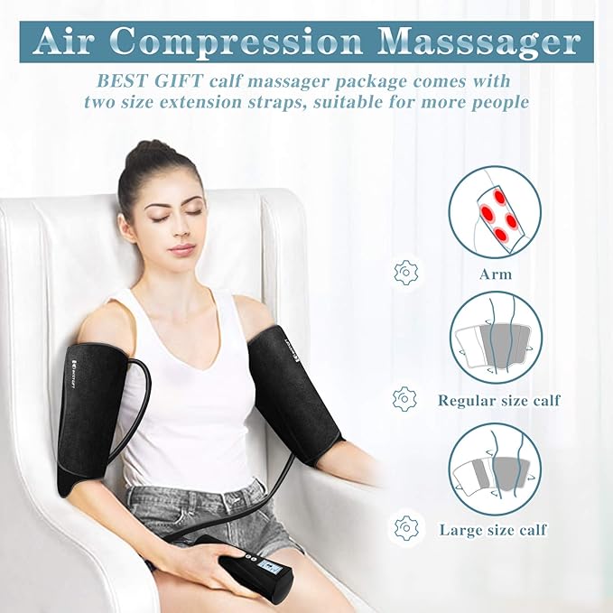 Gifts for Dad Mom Men Women Christmas Mother Day Father Day, Air Compression Massager with Heat for Foot,Leg,Calf,Thigh and Knee, Helpful for Vericose Veins, Muscle Fatigue, Cramps, Swelling and Edema
