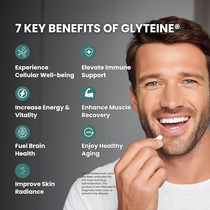 CONTINUAL - G Glyteine 400 mg Capsules | Cellular‑Enhancing Glutathione Supplement | Powerful Antioxidant Support | 30‑Day Supply (60 Capsules)