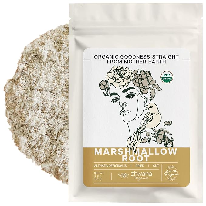 Marshmallow Root Tea (Althea Officinalis) โ Organic Marshmallow Root โ Throat Tea - Gut Lining, Digestion, Respiratory Health - Blood, Bones, Skin, Hair - Marshmellow Herb โ 4 Ounces