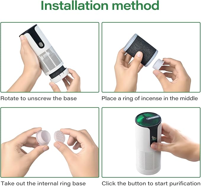 GCJ Small Room Air Purifier 3 speed,Personal Air Purifier for Desk with Power and Negative Ion Display Improve New Car Smell,Purificador Quiet for Classroom,3Color,Suit Offices,Pet Area and Closet