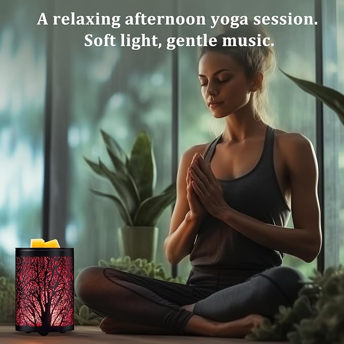Fragrance Electric Wax Melts Warmer with 7 Colors LED Changing Light Metal Tree Scent Oil Candle Burner for Home Decor