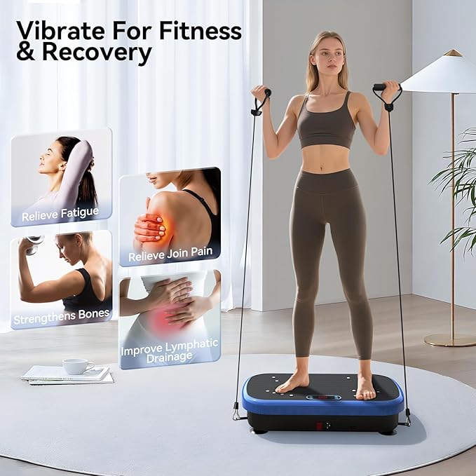 Vibration Plate Exercise Machine Weight Loss, Whole Body Vibration Plate for Lymphatic Drainage, 180 Adjustable Speeds Vibrating Plate 330 Lbs Capacity Fitness Platform for Women Men