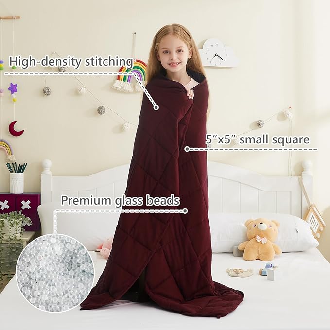 L'AGRATY Weighted Blanket - 40"x60" 10lbs Cooling Breathable Heavy Blankets Microfiber Material with Glass Beads for Adult All-Season Summer Fall Winter Soft Thick Comfort