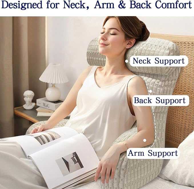 Back Pillow for Bed Sitting Up, Reading Pillow, Extra Large Arm Pillows for Adults for Back Support,Bed Pillow for Sitting up for Watching TV/Gaming/Relaxing