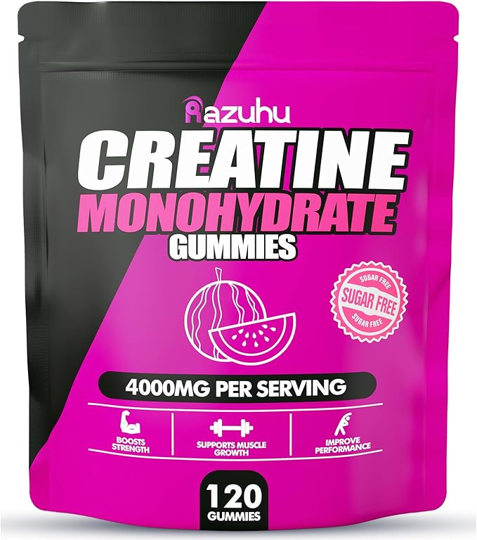 Flavored creatine monohydrate gummies sugar free,Pre workout supplements creatine gummies for men&women,Gym supplements,Supports muscle growth,Recovery,Strength,Energy Boost(120 count)-watermelon