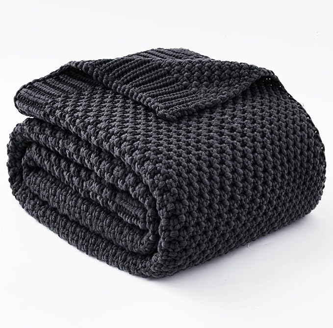 Topcee Knitted Weighted Blanket - 50"x60" 10lbs Cooling Chunky Knit Heavy Blanket for Adults Cable Yarn Knit Decorative No Beads Soft, Cozy and Cooling Weighted Throw Blankets Machine Washable