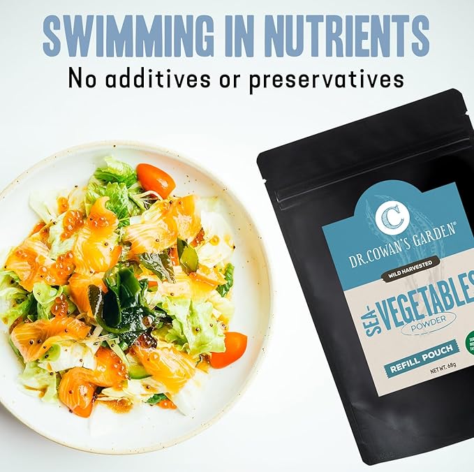 Dr. Cowan’s Garden Sea Vegetable - Pure Seaweed, Wild Harvested Atlantic Natural Seaweed & Kelp Powder, Healthy Supplement Powder - USA, Atlantic Dulse, Wakame, & Kelp - 20 Servings