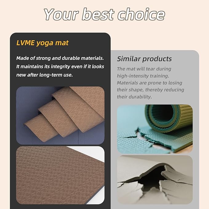 Yoga Mat Non Slip, Anti-Tear 1/4 Thick TPE Yoga Mats for Women and Men, a stylish and practical dual-tone yoga mat.72"x24" Exercise & Fitness Mat with Carrying Strap, Workout Mats for Yoga, Pilates and Floor Exercise