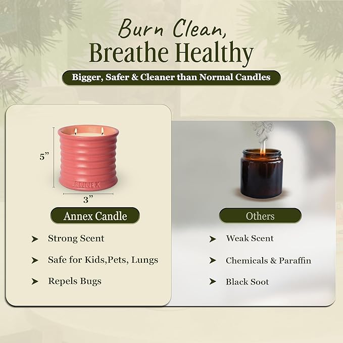 Scented Luxury Candles in Handmade Ceramic Jars, Soy Wax | Canal Rose โ Rose Bud & Oud Scented, Large Candle | Non Toxic, 2 Wicks, Reusable Big Pink Jar | Natural Spring Aromatherapy for Women & Men
