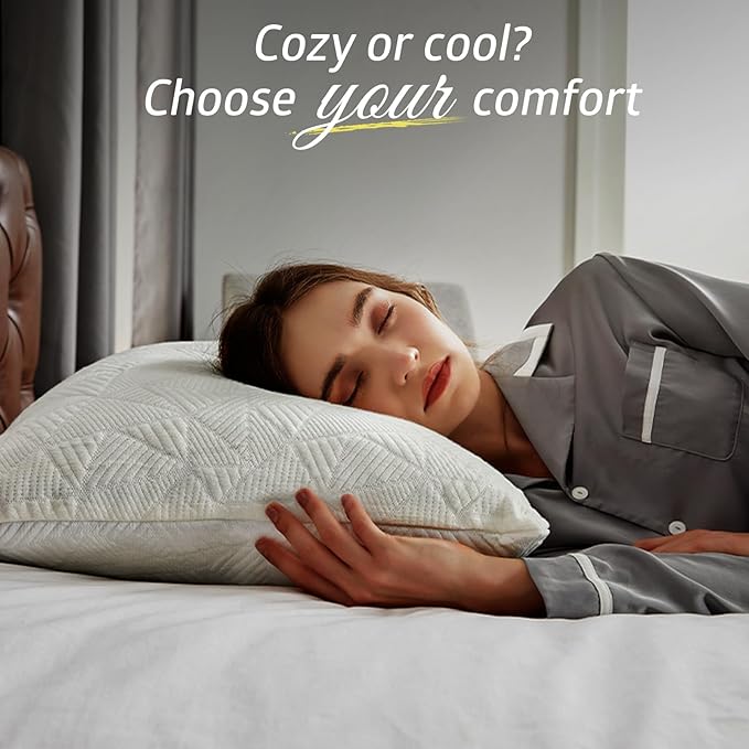 BETU Cooling Pillows Standard Size Set of 4, Shredded Memory Foam Bed Pillows,Adjustable Firm Support Cool Pillow for Neck Pain and Side Sleeping,White