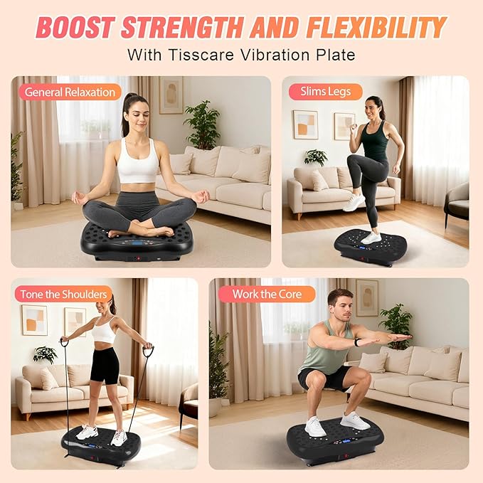 ALSO GO Vibration Plate Exercise Machine, 120-Level & 3 Workout Modes Vibration Board for Weight Loss/Lymphatic Drainage, 400lbs Capacity with Resistance Bands, Full Body Platform for Home Fitness