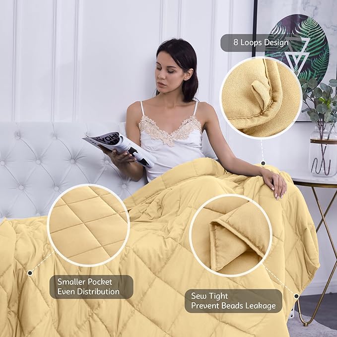 L'AGRATY Weighted Blanket - 48"x72" 20lbs Cooling Breathable Heavy Blanket Microfiber Material with Glass Beads for Adult All-Season Summer Fall Winter Soft Thick Comfort
