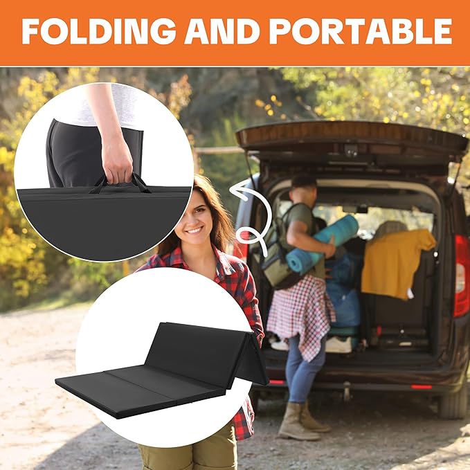 BALAPET Large Exercise Mat 2 inch Thick, Portable 7'x5'x2'' Workout Pad High-density Foam Support, Folding Anti Tear Gymnastics Mat