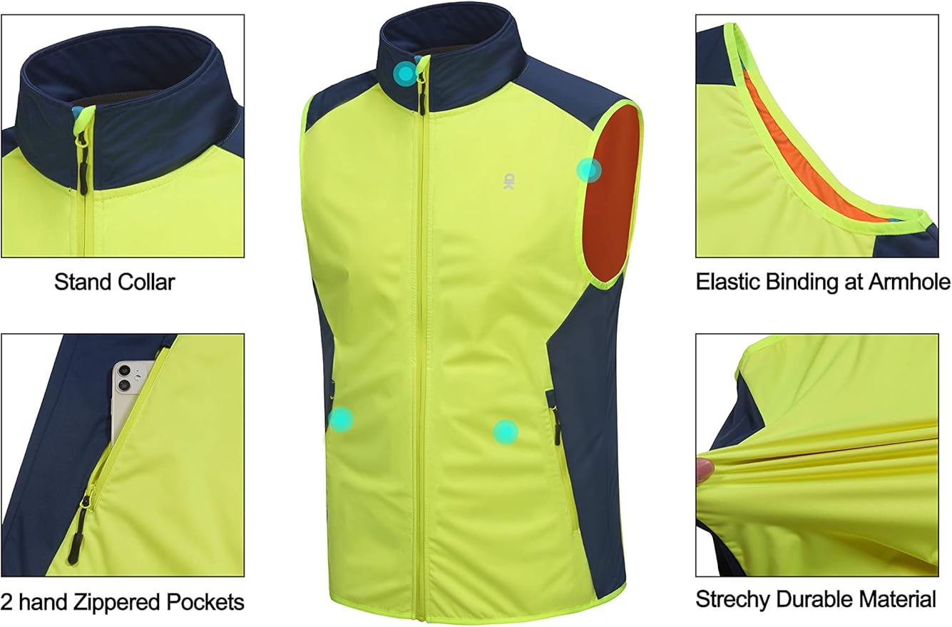 Little Donkey Andy Men's Water-resistant Outerwear Vests, Stretch Windproof Vest for Cycling, Running, Golf