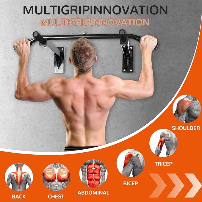 Pull Up Bar Wall Mounted Multifunctional Wall Mounted Pull Up Bar for Home Gym Workout Strength Training Equipment