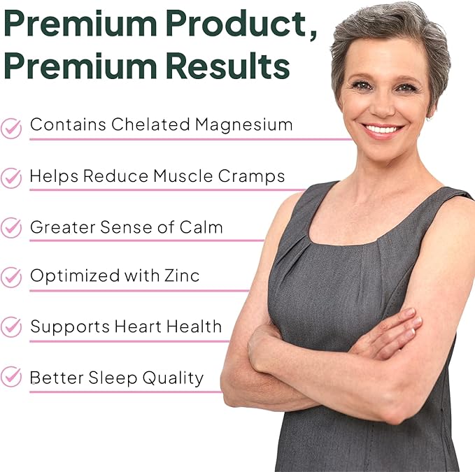 Organics Ocean Pure Magnesium Glycinate with Zinc - Maximum Strength Chelated Magnesium Supplement for Women and Men for Muscle Cramps and Sleep Support - 90 Capsule