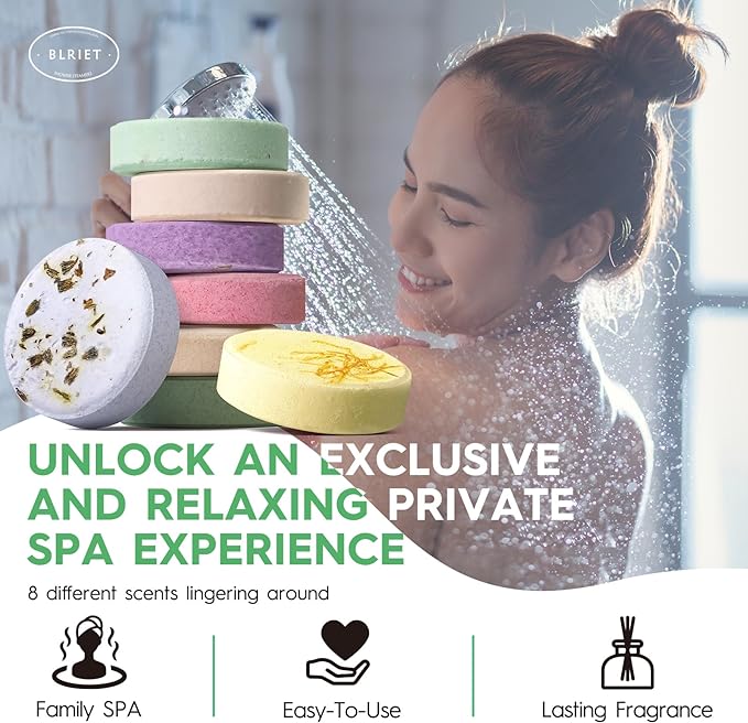 Shower Steamers Aromatherapy Spa Gifts for Women 8 Pack, Shower Bombs Birthday Gifts for Mom with Lavender Natural Essential Oils, Self Care Gifts for Women & Lover