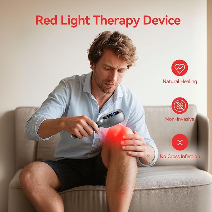 Cold Red Light Therapy Device – Dual Wavelength 8×808nm & 30×650nm Red Light Therapy Wand – Handheld Infrared Light Therapy for Body, Knee, Shoulder, Back, Muscles, Joints and Pets