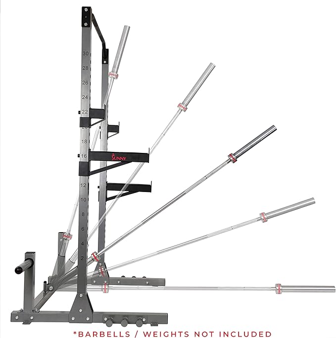 Sunny Health & Fitness Power Cage and Squat Rack In High Weight Capacity with J-Hooks, Adjustable Pull Up Bar, Weight Plate Holders, Resistance Band Posts
