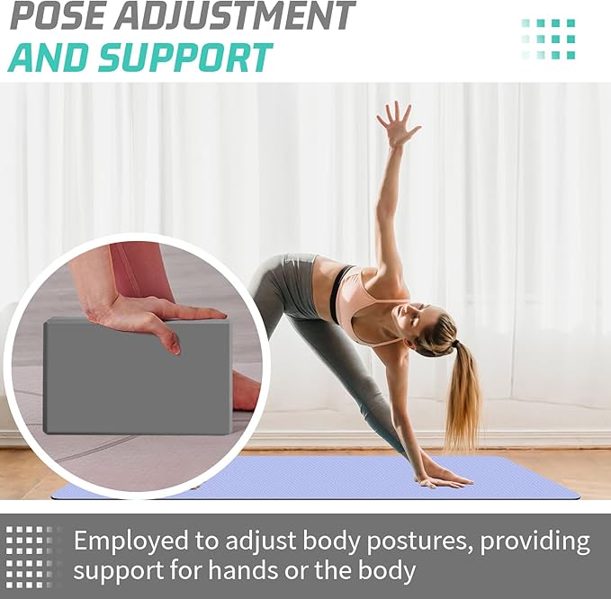 Yoga Block 4 Pack, Supportive Latex-Free EVA Foam, Soft Exercise Blocks Non-Slip Surface with Beveled Edges, Yoga Essentials for Stability, Balance, Deepen Stretches