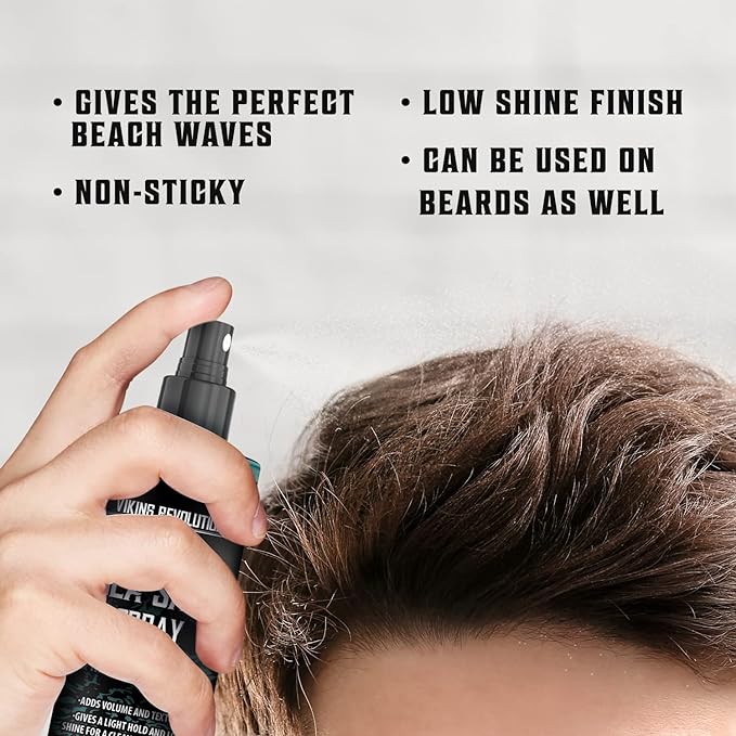 Viking Revolution Sea Salt Spray for Hair Men - Hair Texturizing Sprays with Kelp, Aloe Vera & Red Algae Extract - Surf Sprays to Add Volume and Texture- Sea Salt for Men Beach Hair Spray (2 pack)