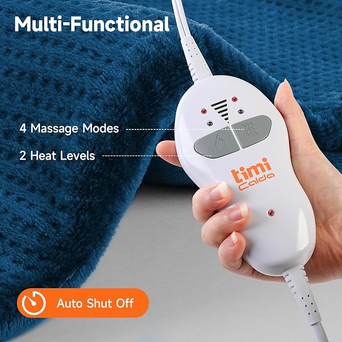 Heating pad for Neck - Wearable Electric Heating Pads for Back, Shoulder and Waist, Large Heat Pad with 4 Massage Modes & 2 Heat Levels for Women, Men, Mom, 24"x35", 2 Motor, Teal