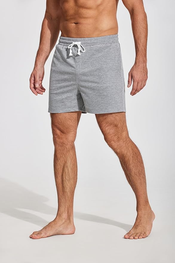 Deyeek 5.5 Inch Mens Pajama Shorts Sleep Cotton Lounge PJ Lightweight Elastic Waist Drawstring Nightwear Bottom with Pockets